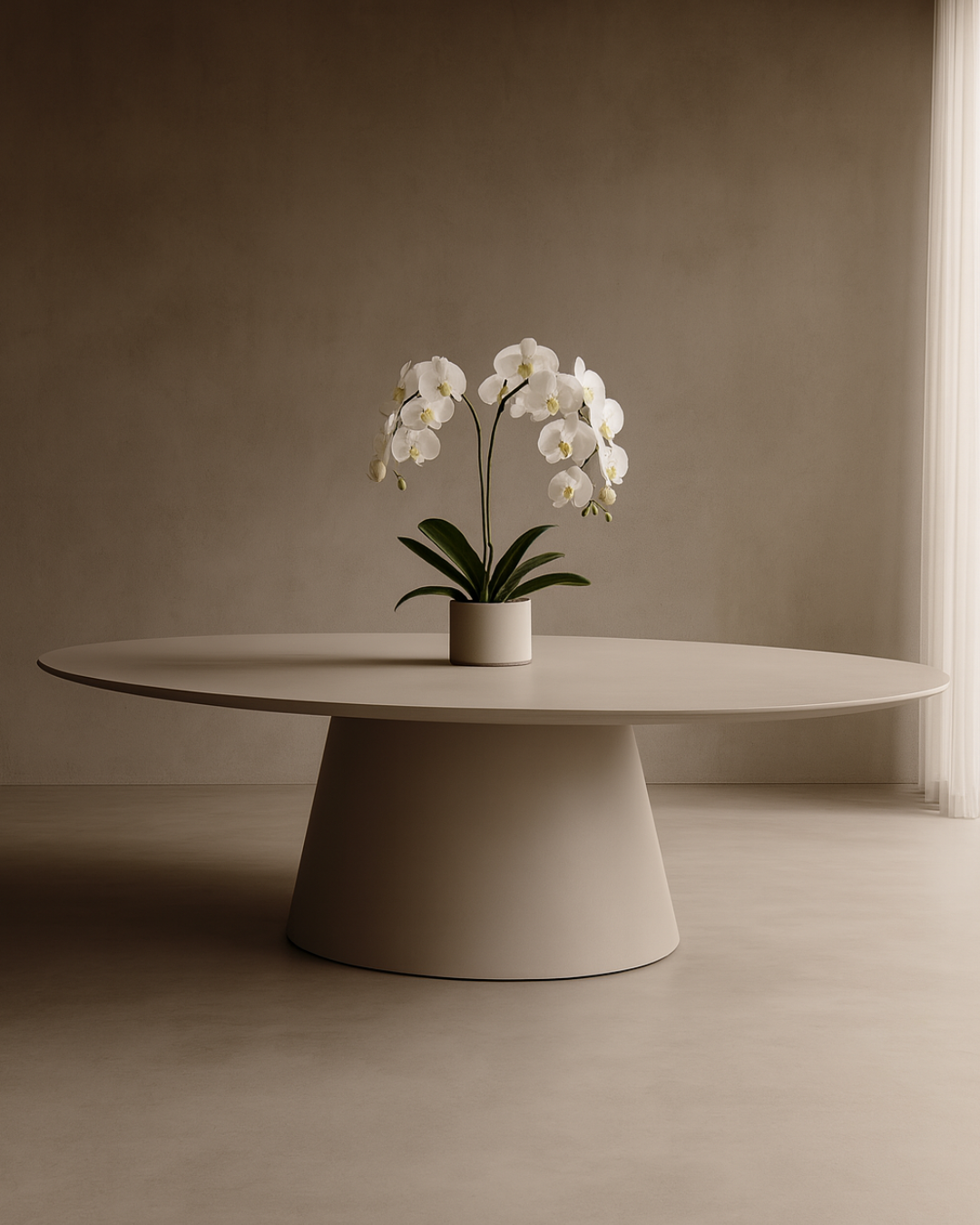 Tommy Franks Tavamo Dining Table - Oval - Matte Beige   Nicholas John Interiors