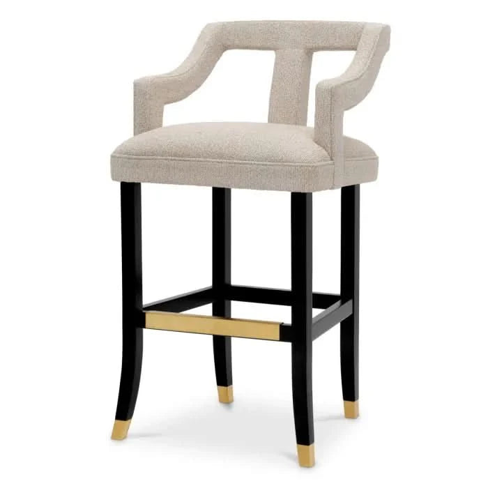 Eichholtz Roumier Bar Stool in Palmer Beige - CLEARANCE - BRAND NEW BOXED   Nicholas John Interiors