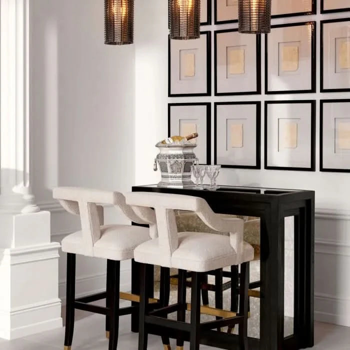 Eichholtz Roumier Bar Stool in Palmer Beige - CLEARANCE - BRAND NEW BOXED   Nicholas John Interiors
