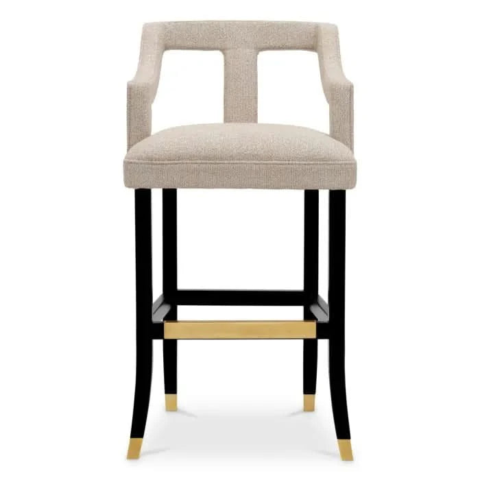 Eichholtz Roumier Bar Stool in Palmer Beige - CLEARANCE - BRAND NEW BOXED   Nicholas John Interiors