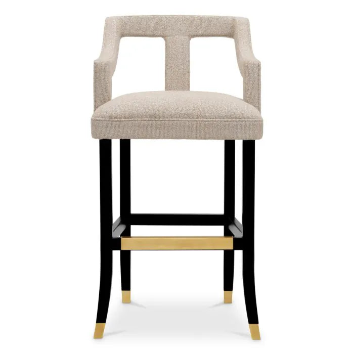 Eichholtz Roumier Bar Stool in Palmer Beige - CLEARANCE - BRAND NEW BOXED