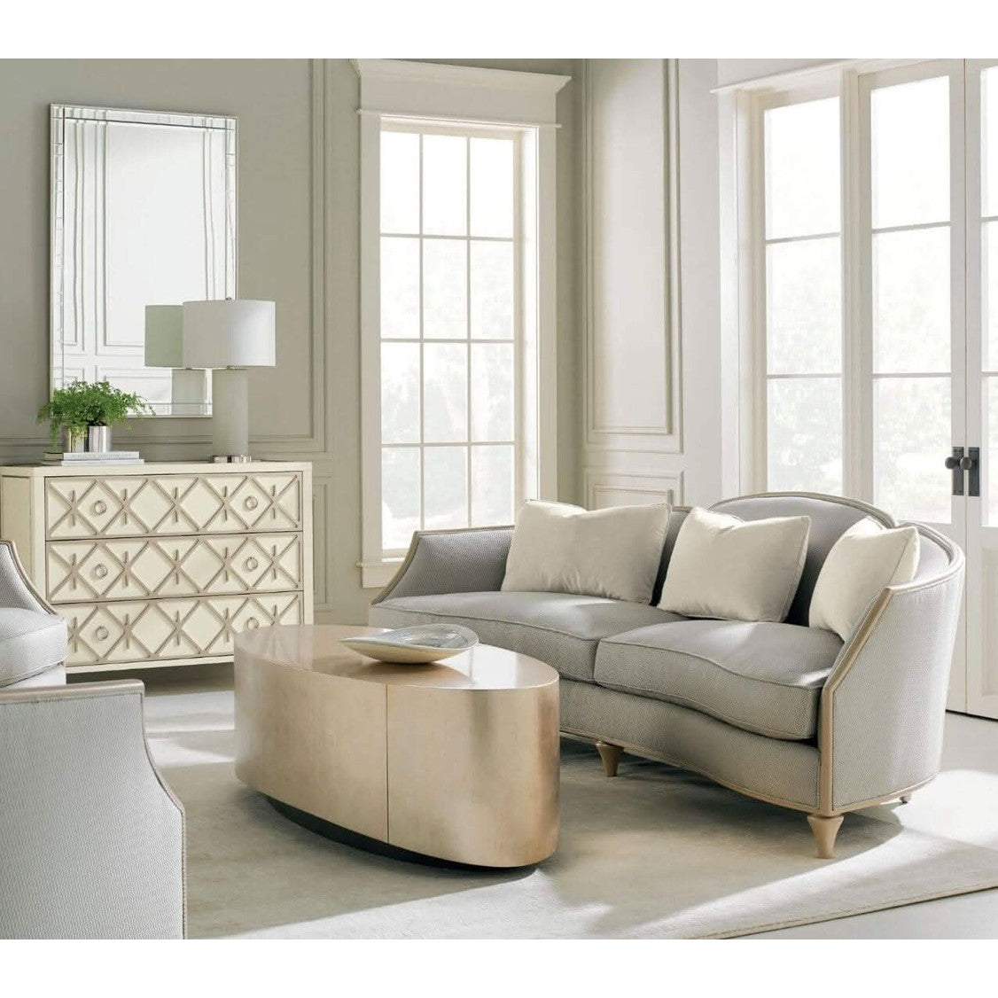 Caracole Come Oval Here Coffee Table   Nicholas John Interiors