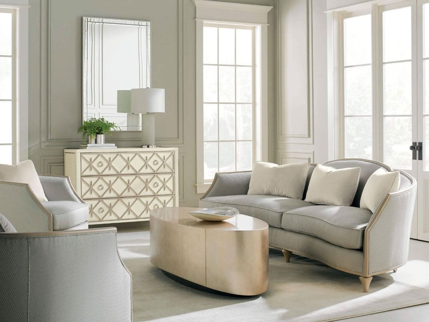 Caracole Come Oval Here Coffee Table   Nicholas John Interiors