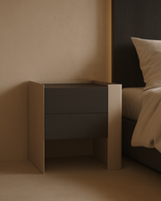 Tommy Franks Tunica Bedside Table - Taupe - Pair   Nicholas John Interiors