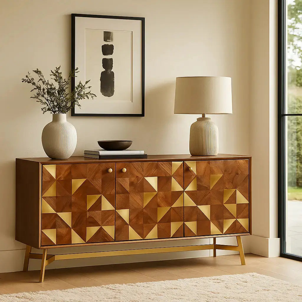 Tarenza 3 door Wooden Sideboard   Nicholas John Interiors