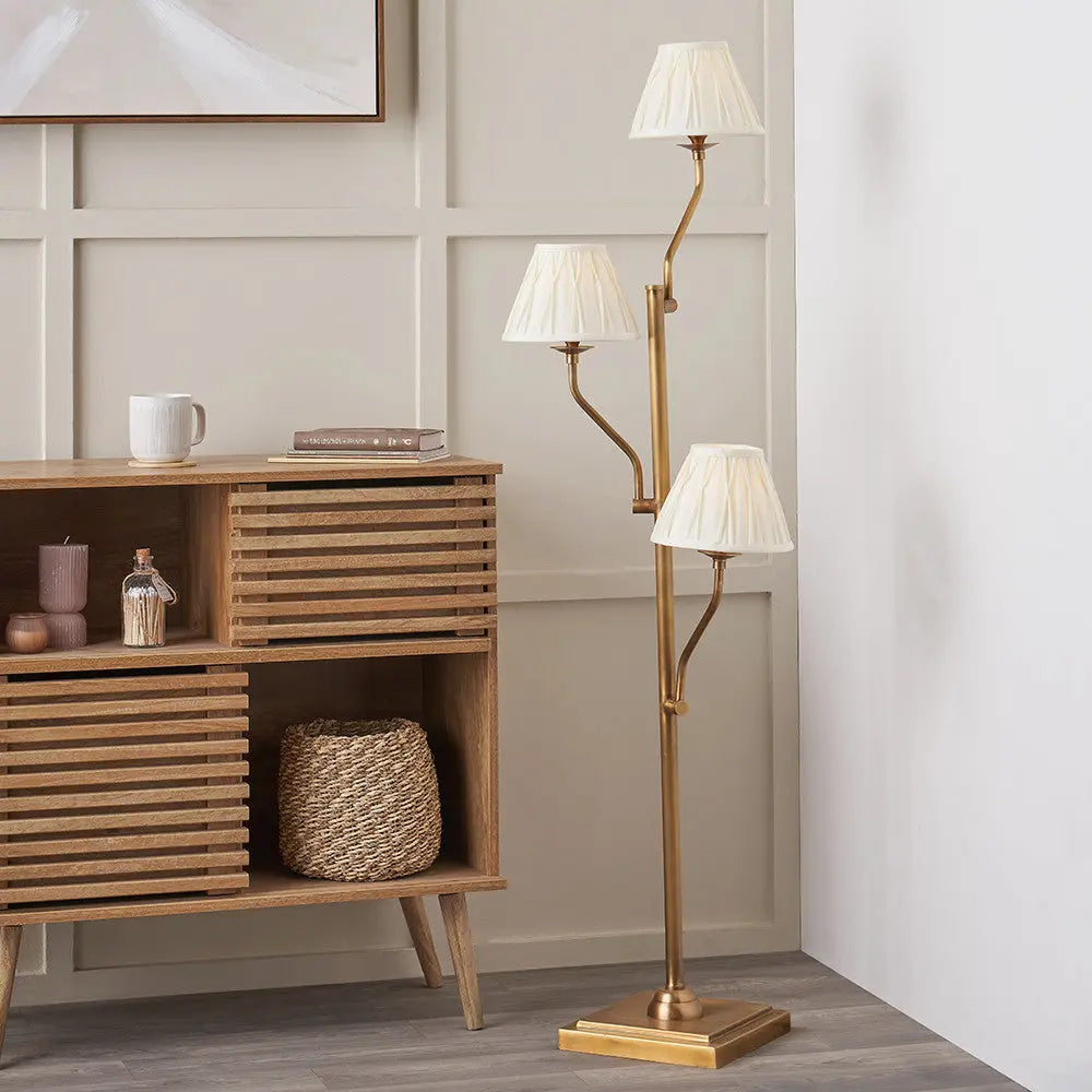 Tatiana Antique Brass Metal Floor Lamp Base   Nicholas John Interiors