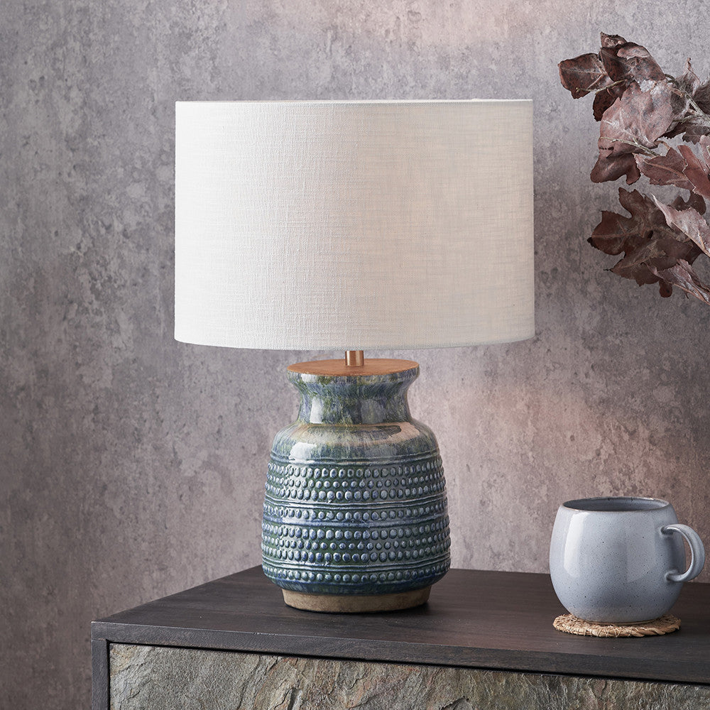 Theano Dot Design Blue Glaze Table Lamp Base  Nicholas John Interiors