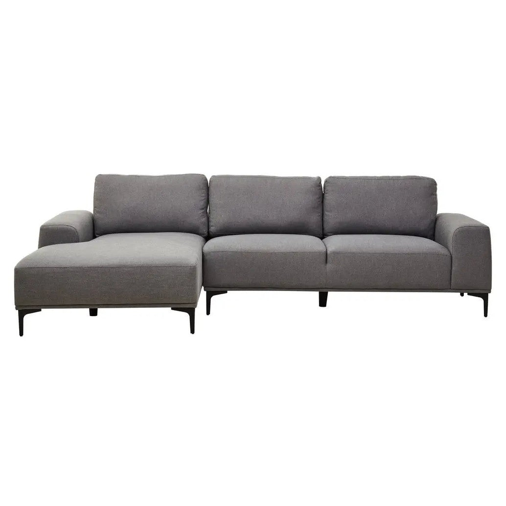 Tolaro 3 Seat Grey Fabric Left Chaise Sofa   Nicholas John Interiors