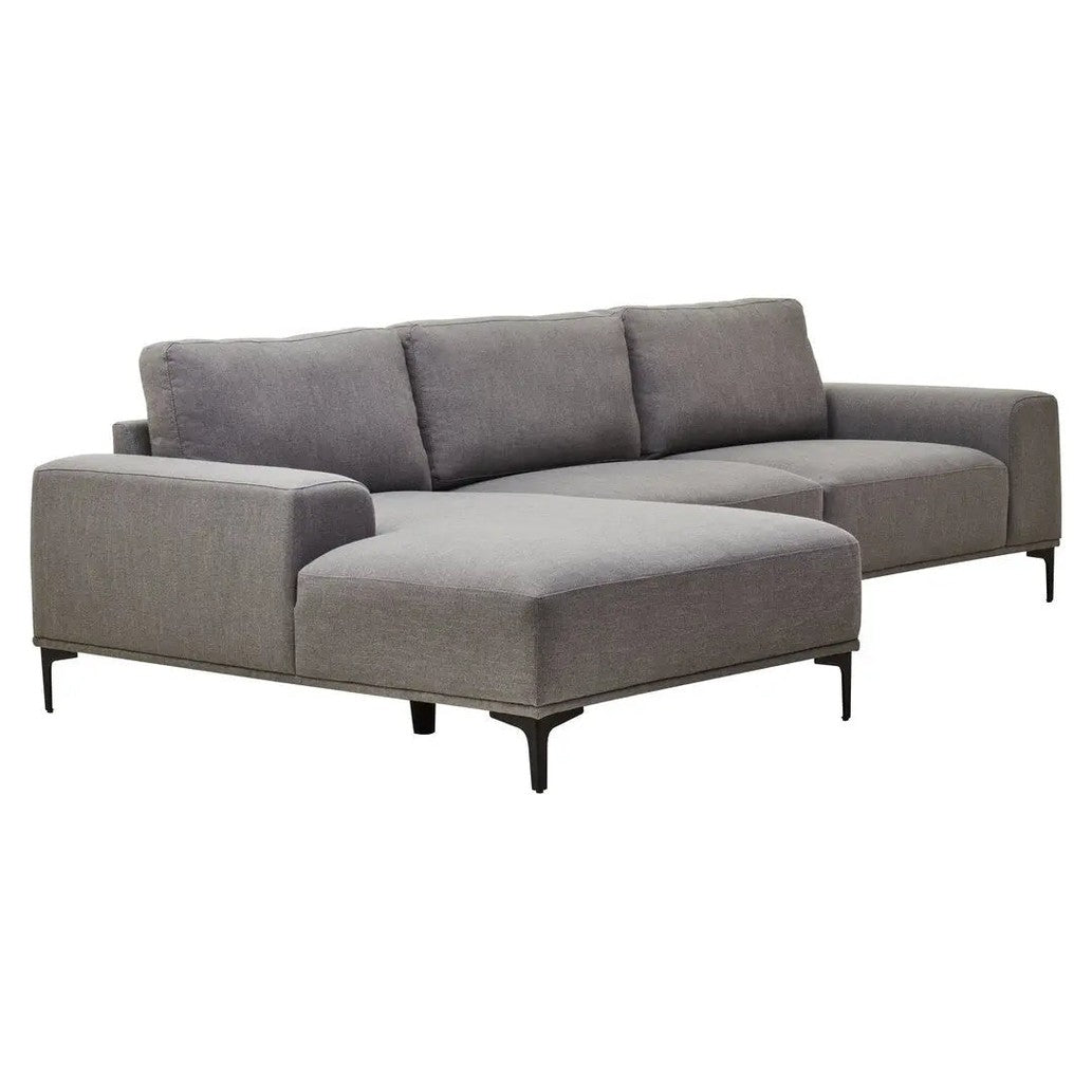 Tolaro 3 Seat Grey Fabric Left Chaise Sofa   Nicholas John Interiors