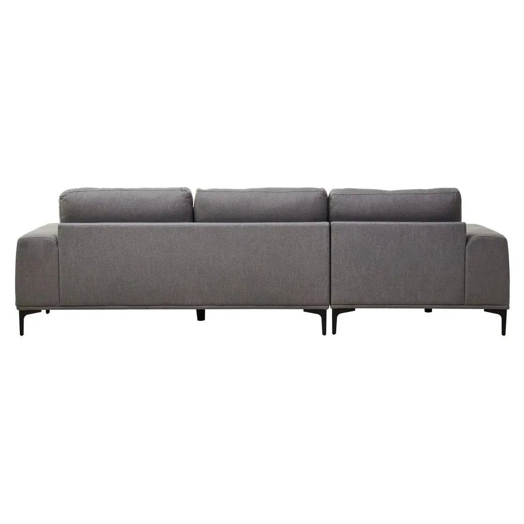 Tolaro 3 Seat Grey Fabric Left Chaise Sofa   Nicholas John Interiors