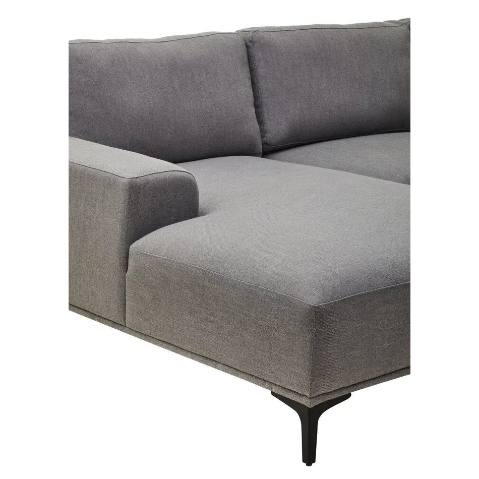 Tolaro 3 Seat Grey Fabric Left Chaise Sofa   Nicholas John Interiors