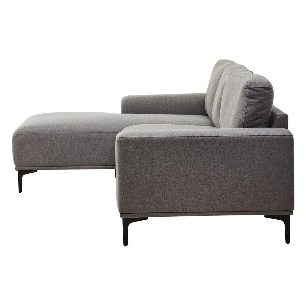 Tolaro 3 Seat Grey Fabric Left Chaise Sofa   Nicholas John Interiors