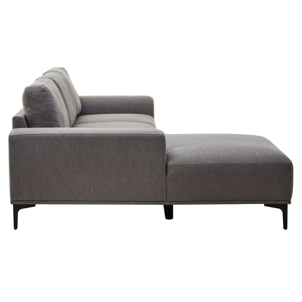 Tolaro 3 Seat Grey Fabric Left Chaise Sofa   Nicholas John Interiors