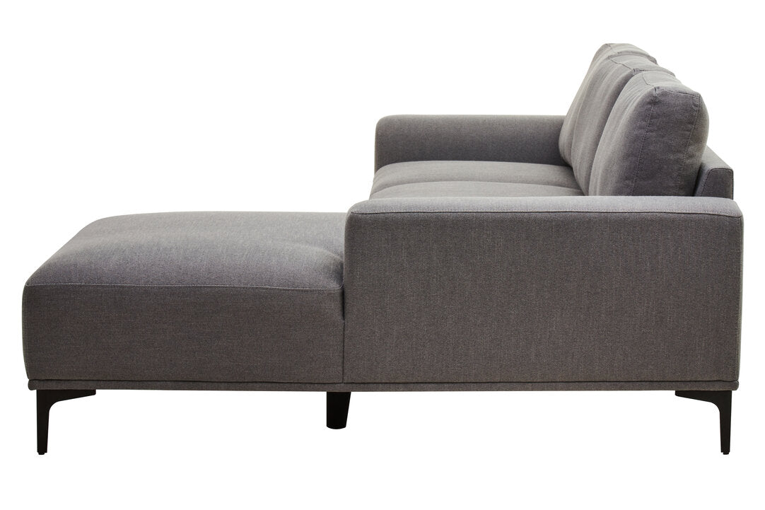 Tolaro 3 Seat Grey Fabric Right Chaise Sofa  Nicholas John Interiors