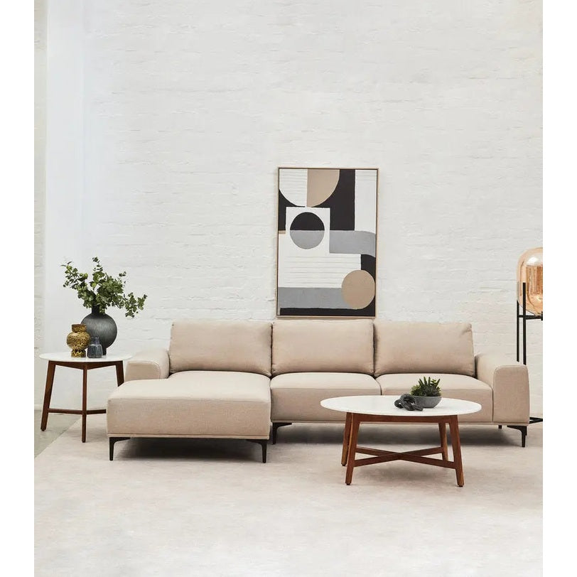 Tolaro 3 Seat Grey Fabric Right Chaise Sofa   Nicholas John Interiors