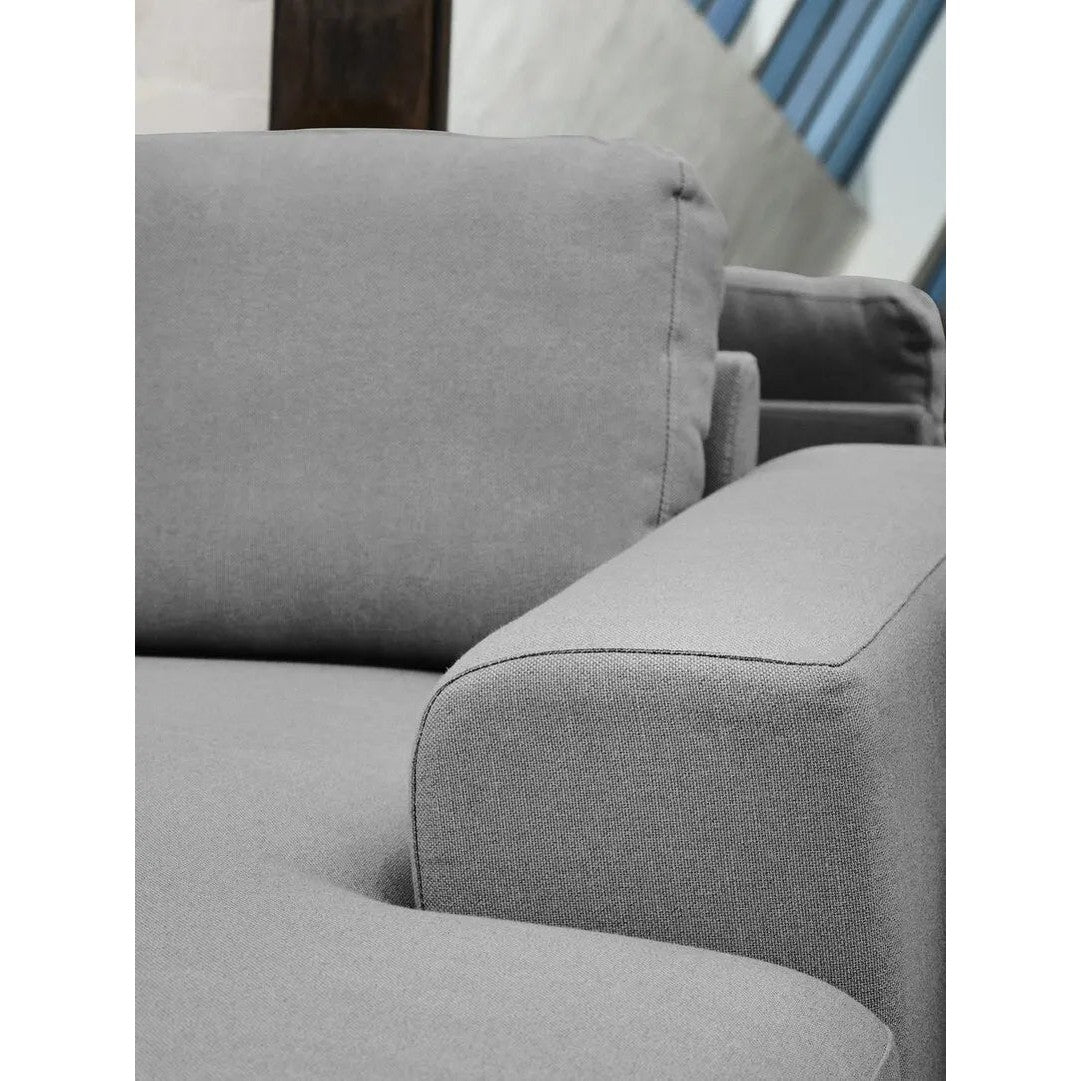 Tolaro 3 Seat Grey Fabric Right Chaise Sofa   Nicholas John Interiors
