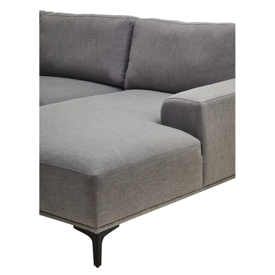 Tolaro 3 Seat Grey Fabric Right Chaise Sofa   Nicholas John Interiors