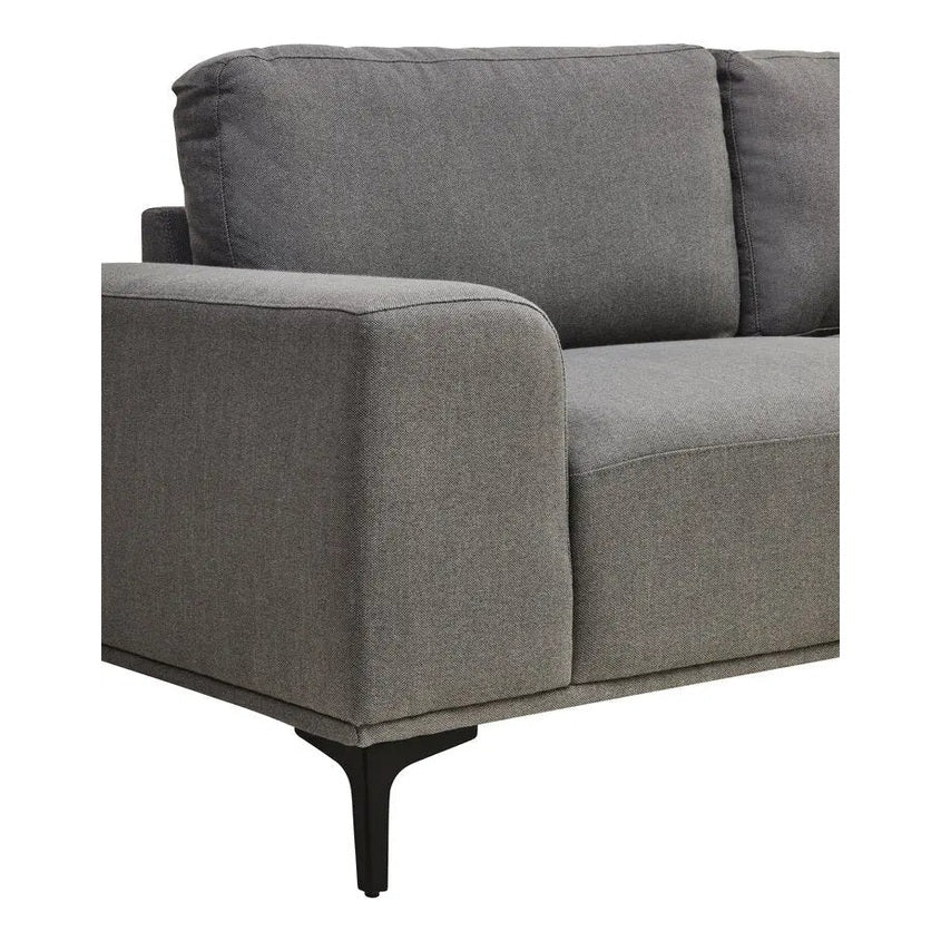 Tolaro 3 Seat Grey Fabric Right Chaise Sofa   Nicholas John Interiors