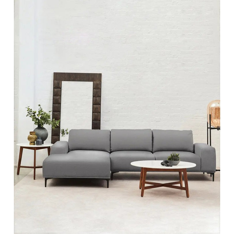 Tolaro 3 Seat Grey Fabric Right Chaise Sofa   Nicholas John Interiors