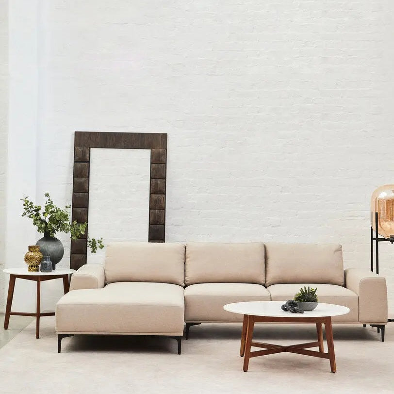 Tolaro 3 Seat Grey Fabric Right Chaise Sofa   Nicholas John Interiors