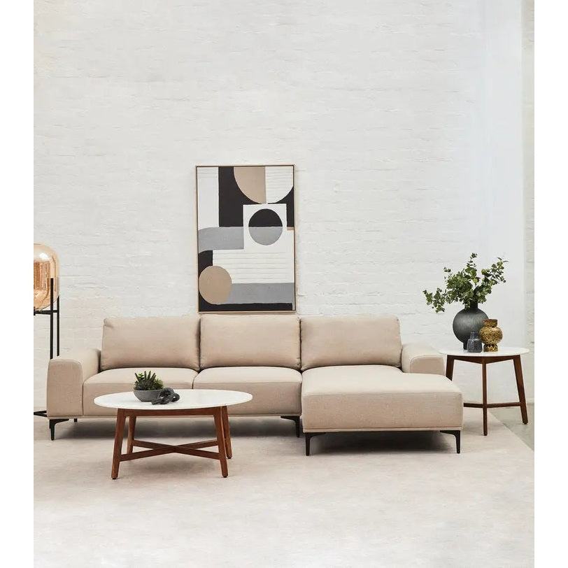 Tolaro 3 Seat Grey Fabric Right Chaise Sofa   Nicholas John Interiors