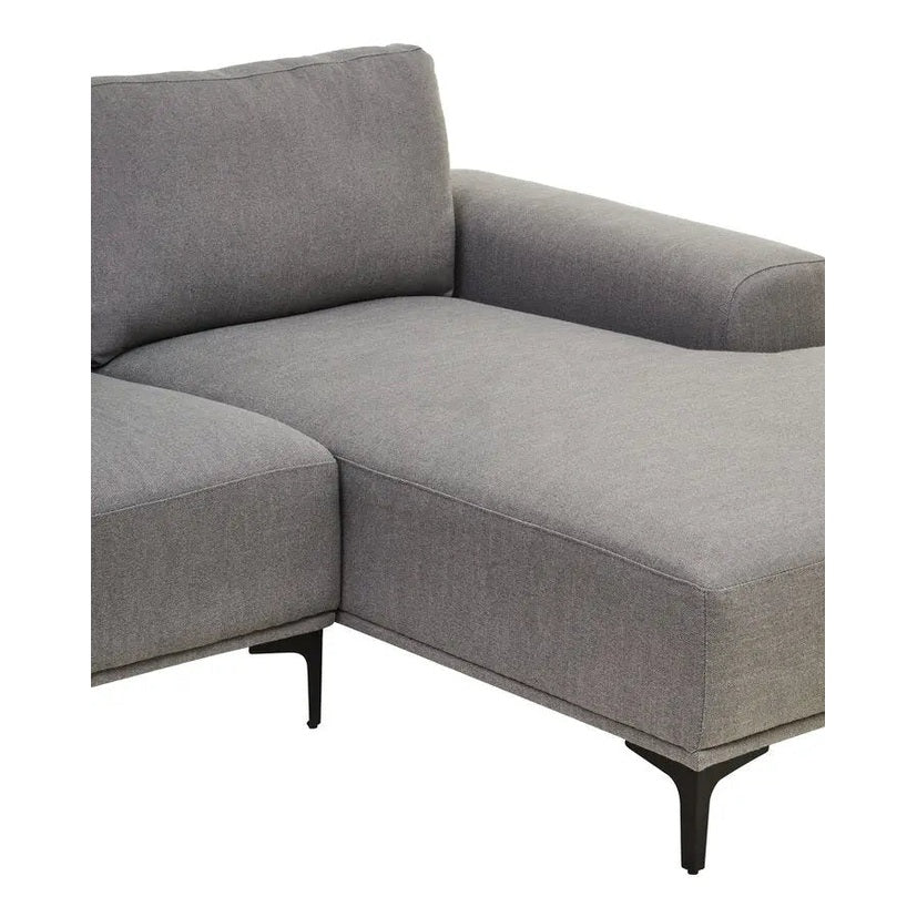 Tolaro 3 Seat Grey Fabric Right Chaise Sofa   Nicholas John Interiors