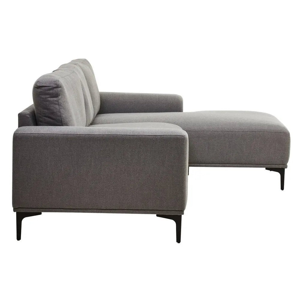 Tolaro 3 Seat Grey Fabric Right Chaise Sofa   Nicholas John Interiors