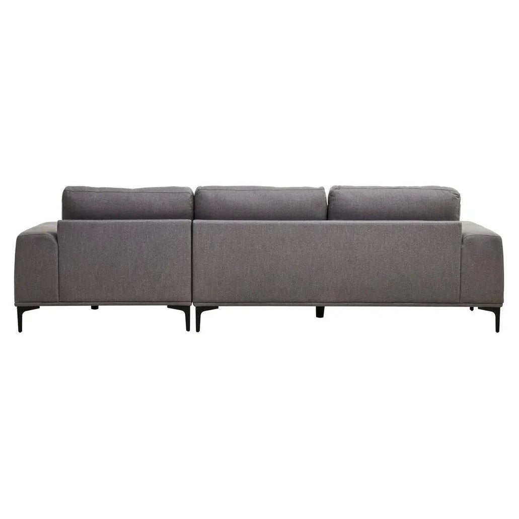 Tolaro 3 Seat Grey Fabric Right Chaise Sofa   Nicholas John Interiors