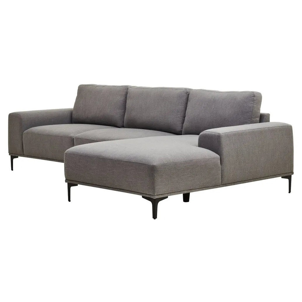 Tolaro 3 Seat Grey Fabric Right Chaise Sofa   Nicholas John Interiors