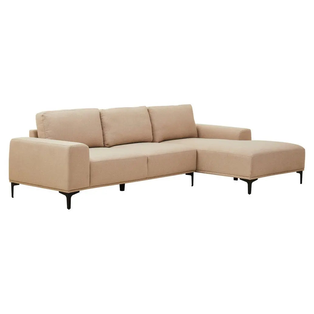 Tolaro 3 Seat Natural Fabric Right Chaise Sofa   Nicholas John Interiors