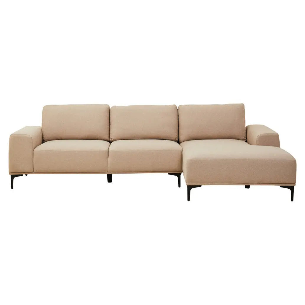 Tolaro 3 Seat Natural Fabric Right Chaise Sofa   Nicholas John Interiors