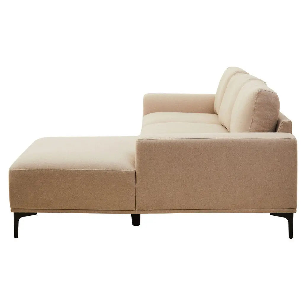 Tolaro 3 Seat Natural Fabric Right Chaise Sofa   Nicholas John Interiors