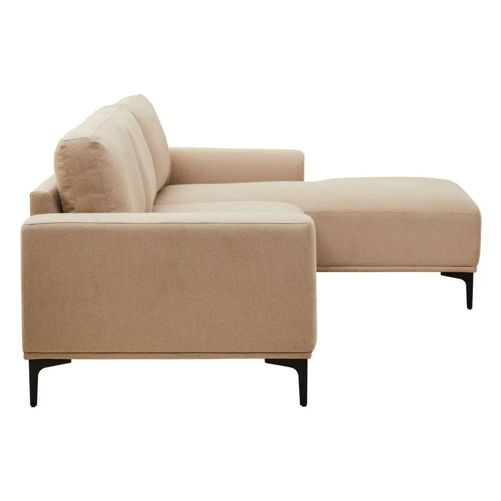 Tolaro 3 Seat Natural Fabric Right Chaise Sofa   Nicholas John Interiors