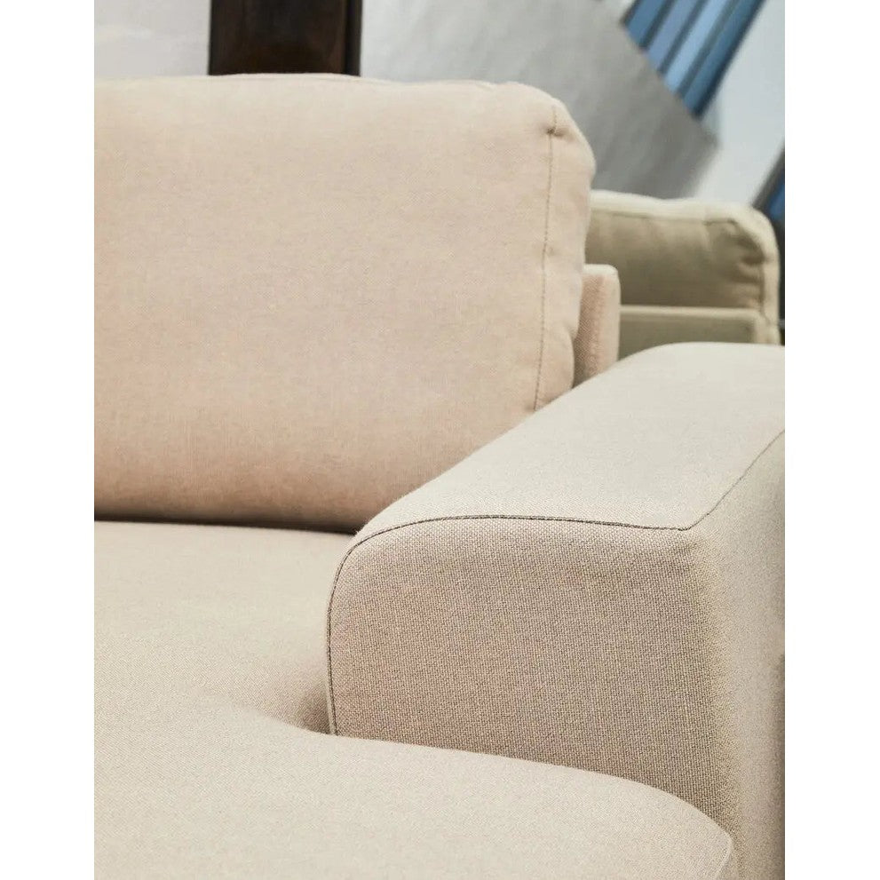 Tolaro 3 Seat Natural Fabric Right Chaise Sofa   Nicholas John Interiors