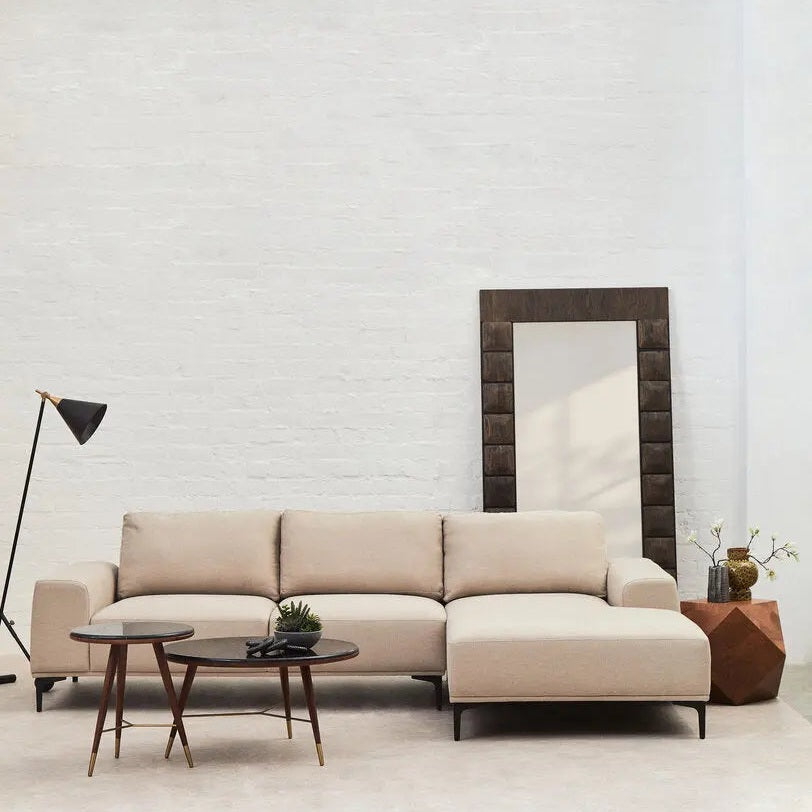 Tolaro 3 Seat Natural Fabric Right Chaise Sofa   Nicholas John Interiors