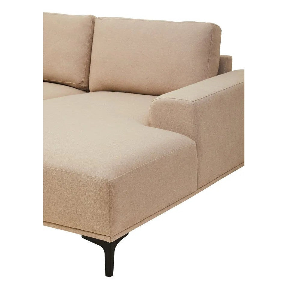 Tolaro 3 Seat Natural Fabric Right Chaise Sofa   Nicholas John Interiors