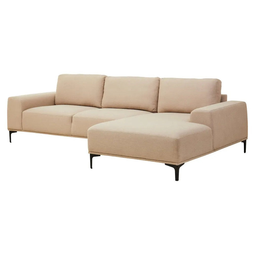 Tolaro 3 Seat Natural Fabric Right Chaise Sofa   Nicholas John Interiors