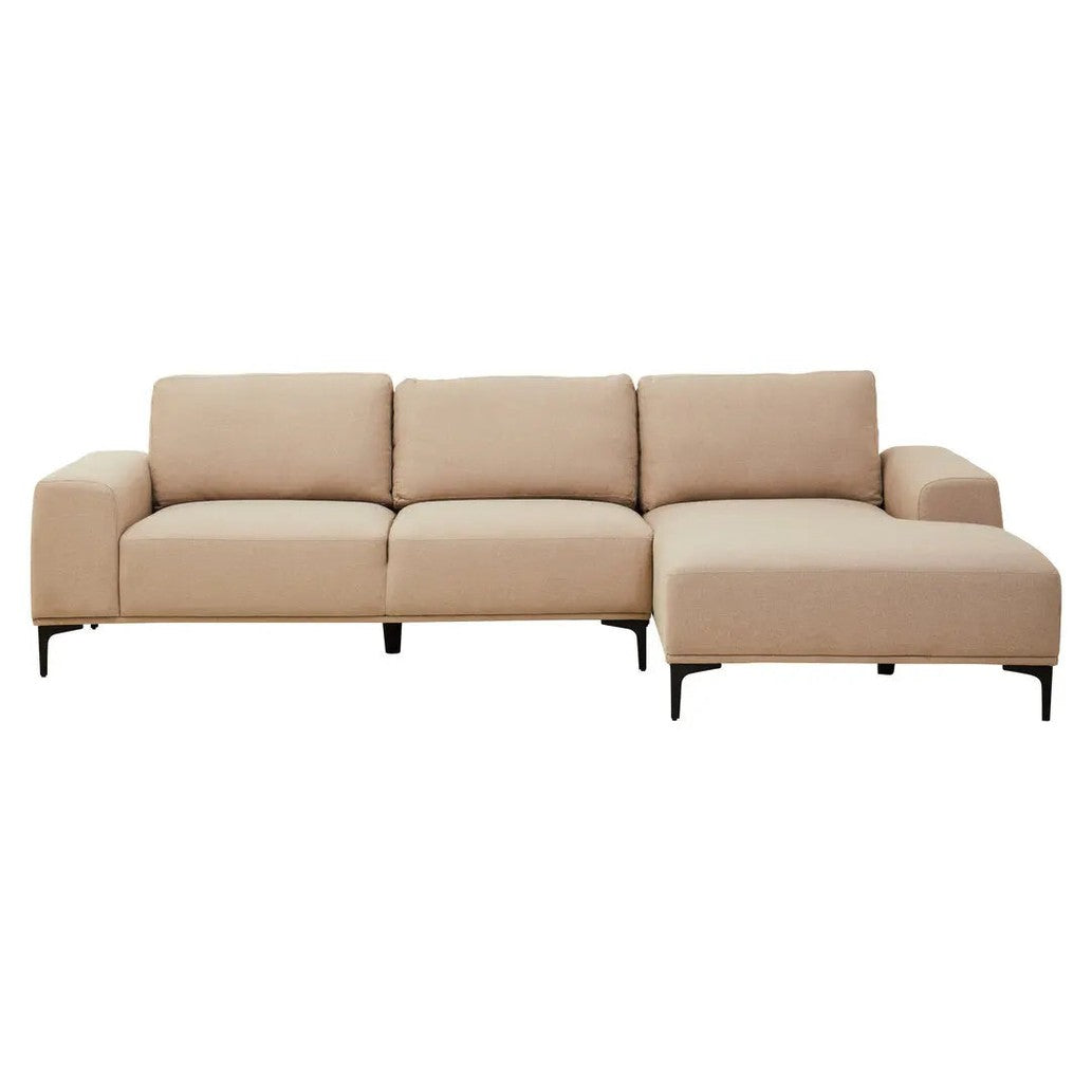 Tolaro 3 Seat Natural Fabric Right Chaise Sofa   Nicholas John Interiors