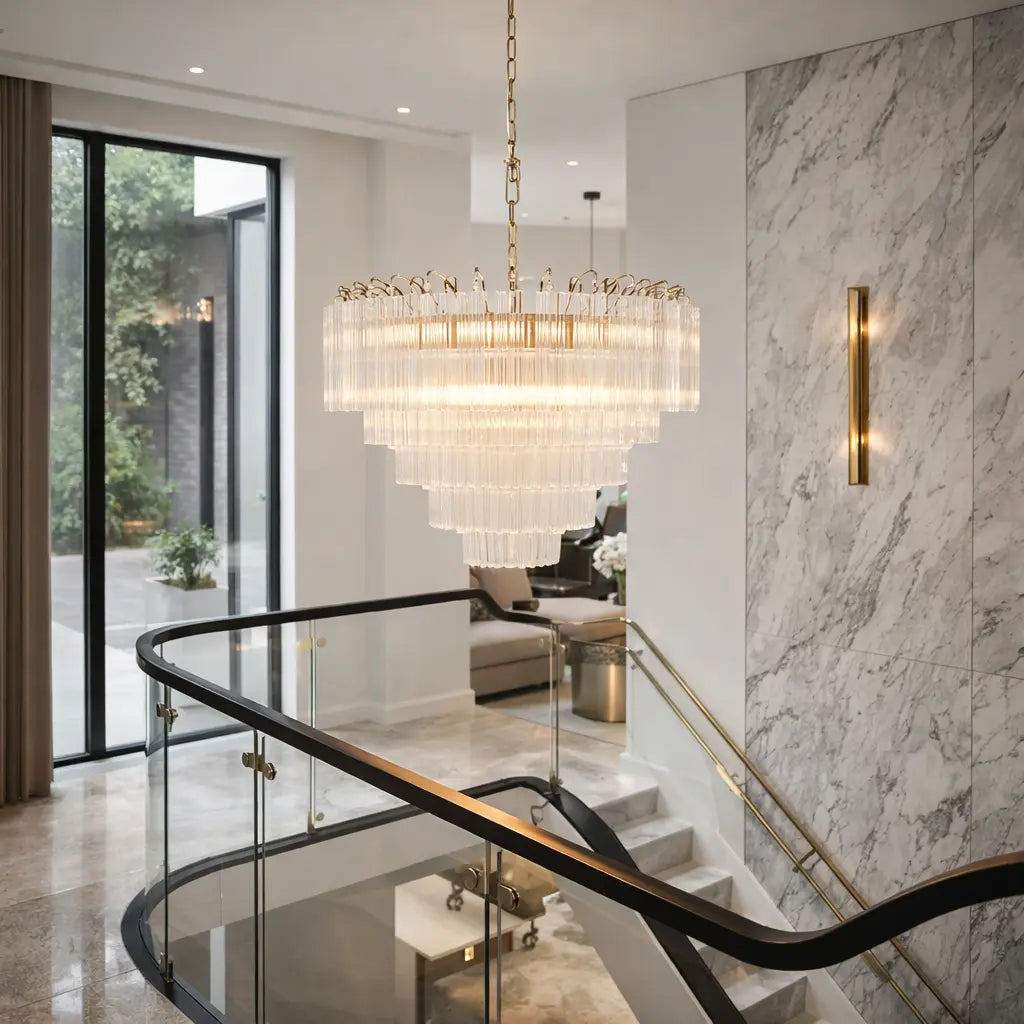 Toulano 12 Pendant Light Clear Ribbed Glass   Nicholas John Interiors