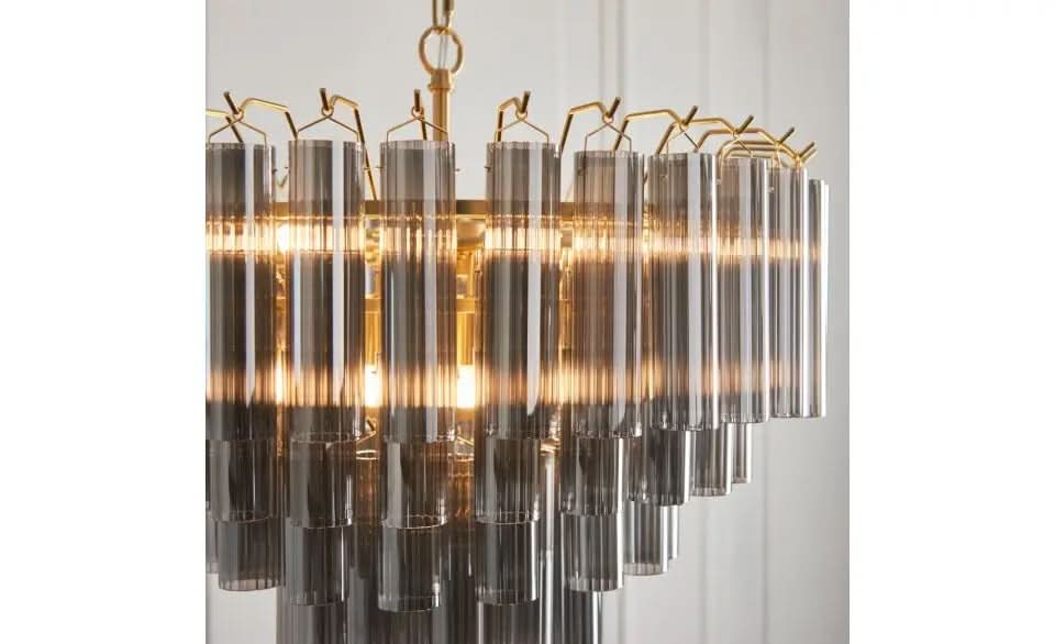 Toulano 12 Pendant Light Smokey Grey Lustre Grey   Nicholas John Interiors