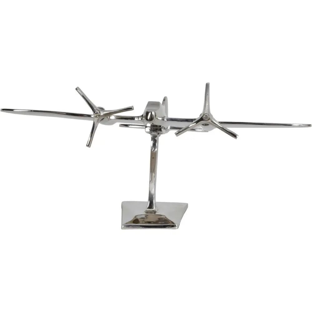 Turboprop Silver Aluminium Aeroplane Sculpture