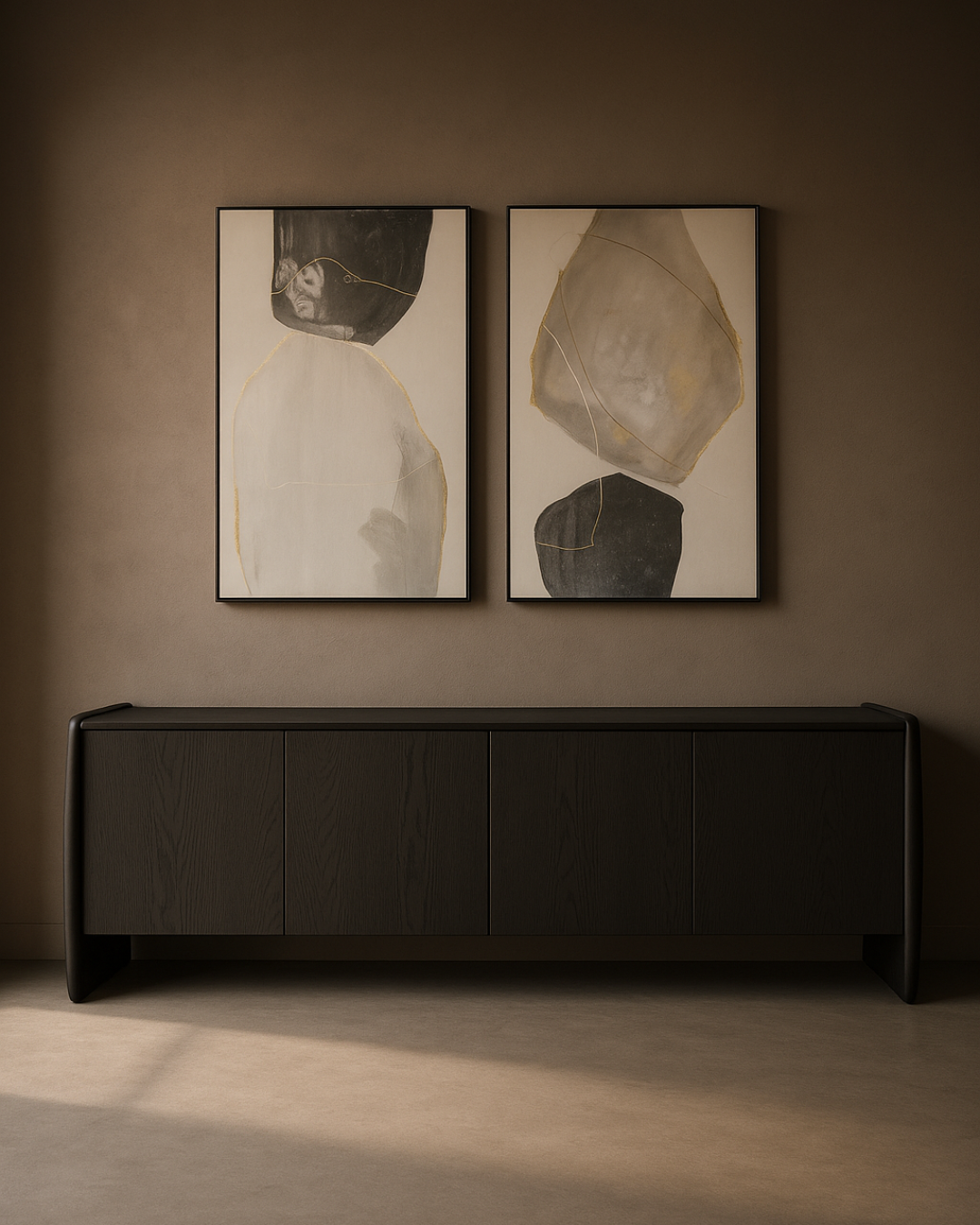 Tommy Franks Underline 4 Door Buffet in Black Oak   Nicholas John Interiors
