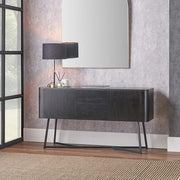 Ukiah Black Ash Veneer and Black Metal 2 Door 2 Drawer Sideboard   Nicholas John Interiors
