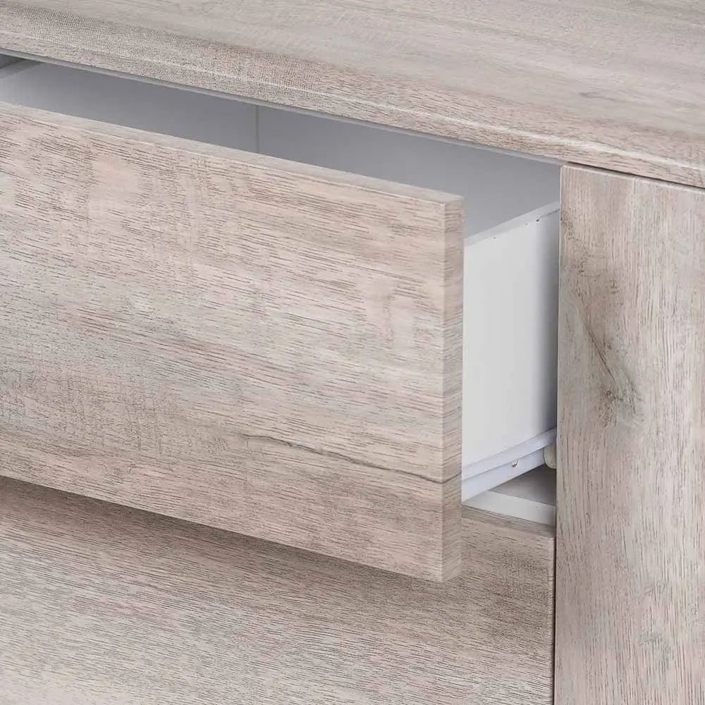 Ukiah Grey Oak Veneer and Black Metal 2 Door 2 Drawer Sideboard   Nicholas John Interiors