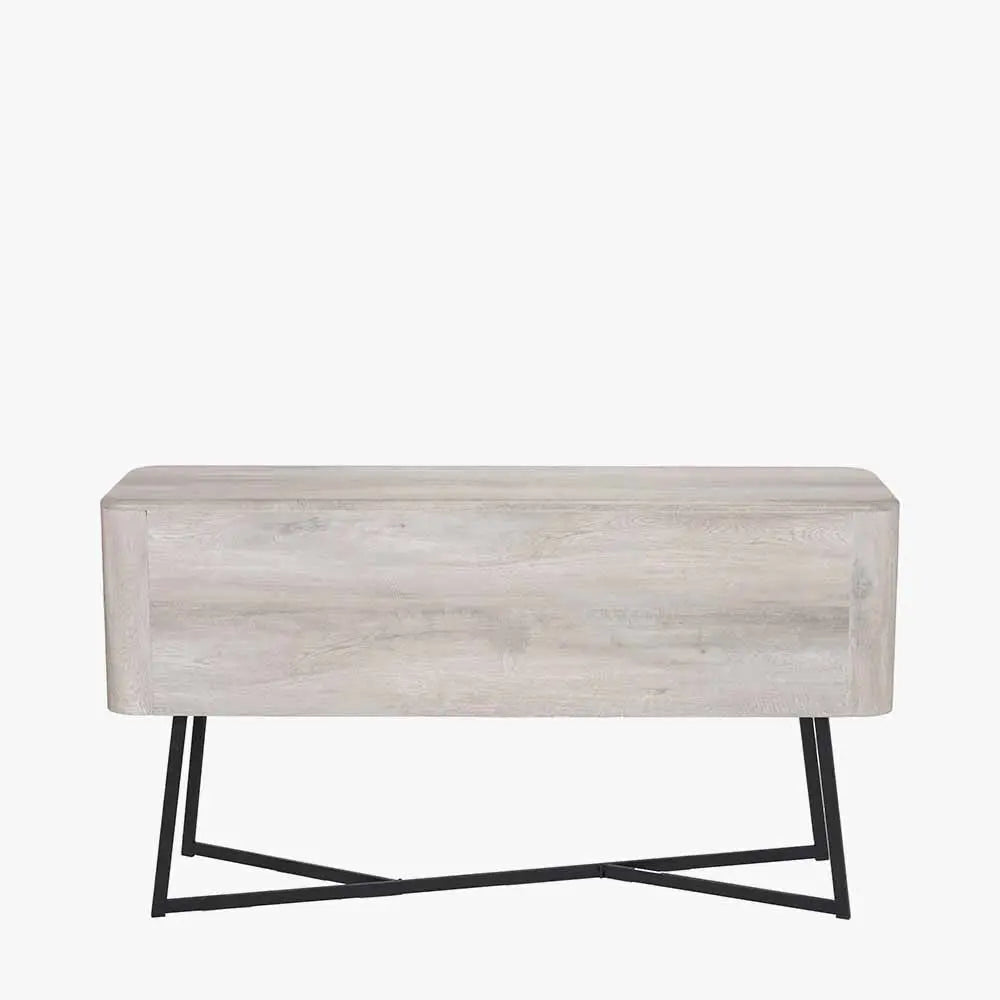 Ukiah Grey Oak Veneer and Black Metal 2 Door 2 Drawer Sideboard   Nicholas John Interiors