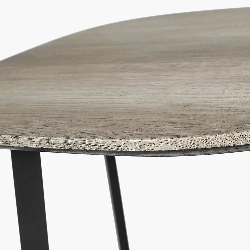 Ukiah Grey Oak Veneer and Black Metal Side Table  Nicholas John Interiors