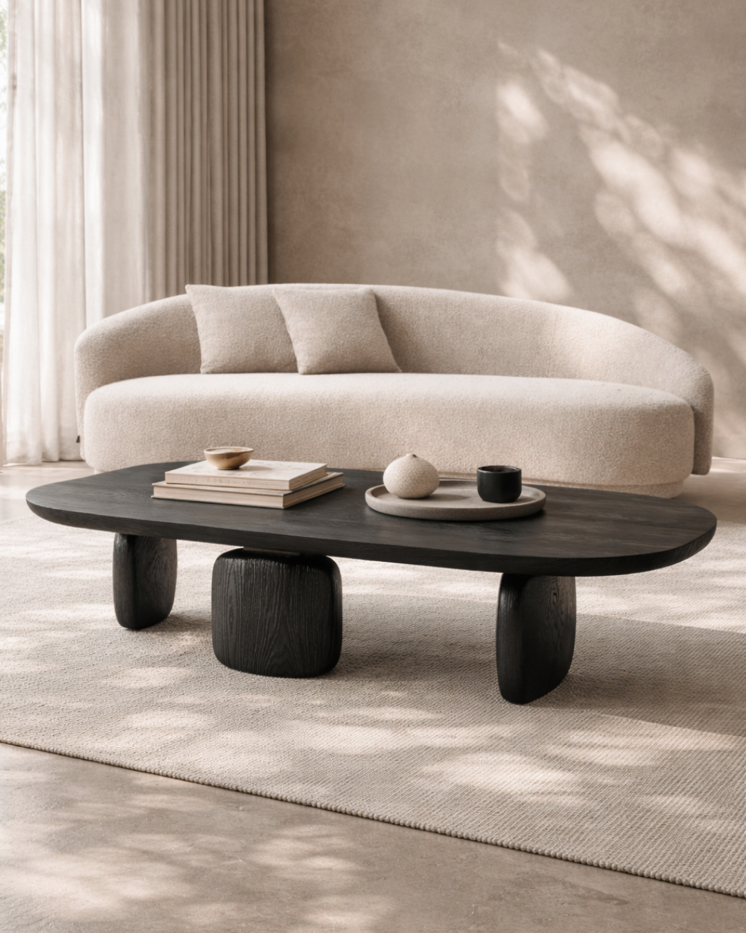 Underline Oval Coffee Table - Black Oak   Nicholas John Interiors