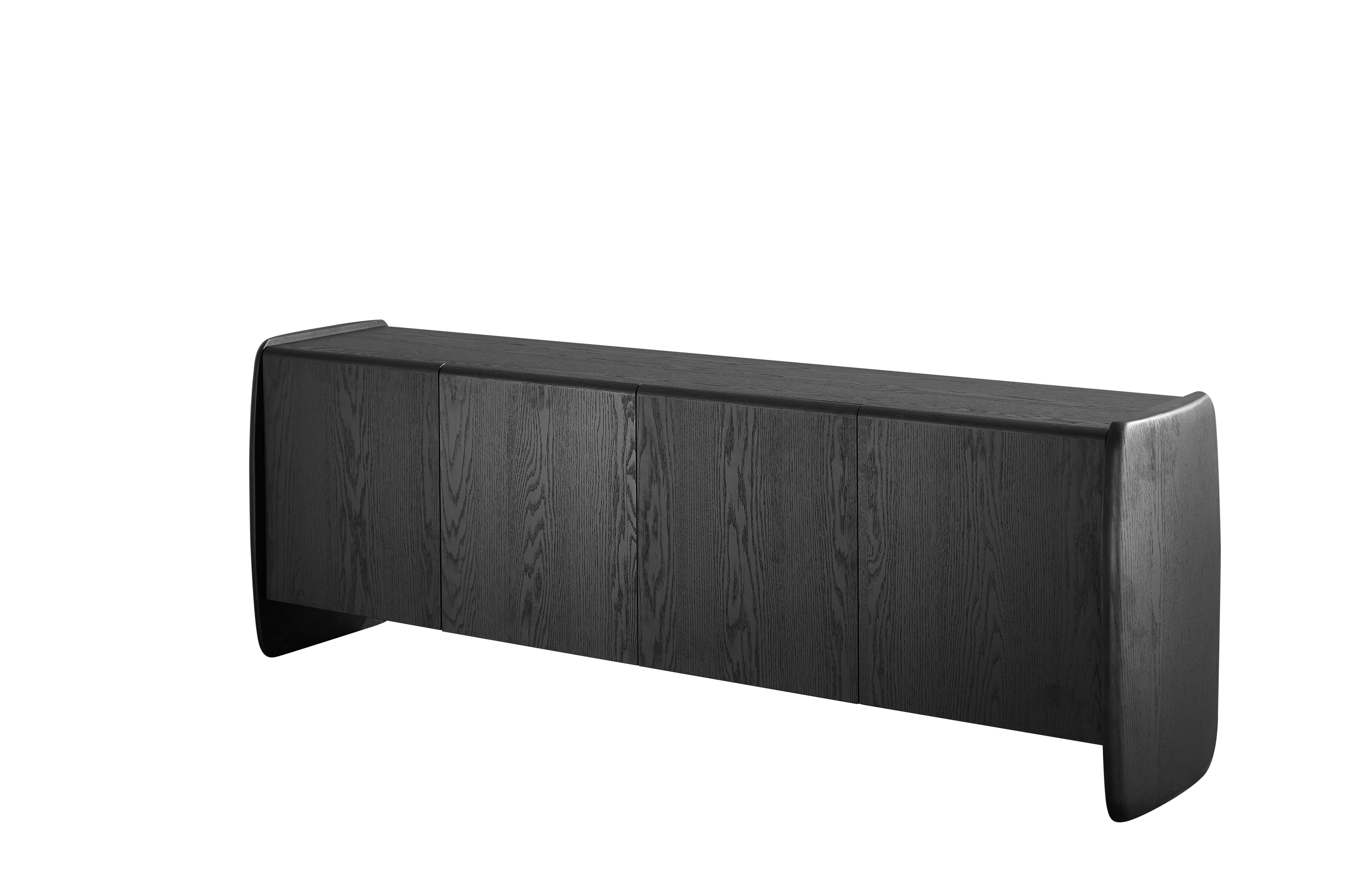 Tommy Franks Underline 4 Door Buffet in Black Oak   Nicholas John Interiors