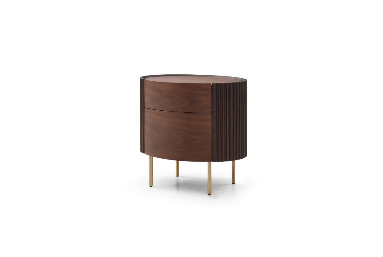 Lantine Bedside Table - Walnut & Brass   Nicholas John Interiors