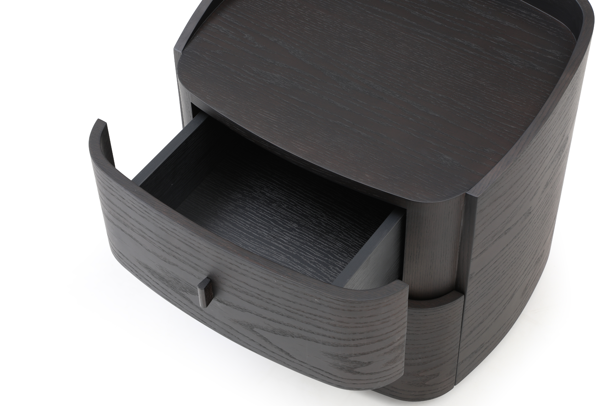 Vertu Bedside Table - Smoke Oak   Nicholas John Interiors
